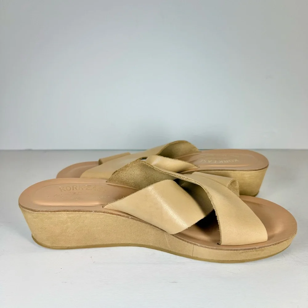 Kork-Ease Women's Cream Wedge Comfort Sandals Size 9‎